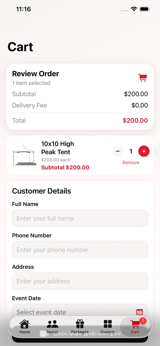 MayKim Rentals NY cart screen